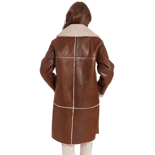 Frye Women's Faux Shearling Notch Clr Coat4