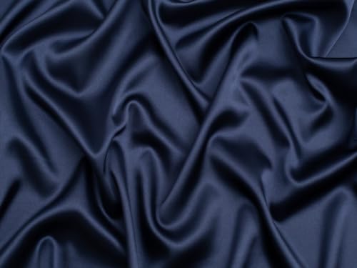 Minerva Core Range Tissu satiné stretch tissé Bleu marine – Léger et adapté à la couture – Largeur : environ 145 cm – Vendu au mètre