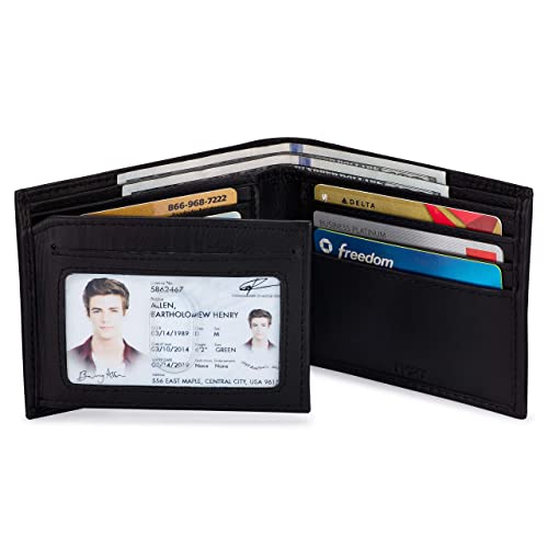 Premium RFID Men's Leather Bifold Wallet | High-Capacity, Full-Grain Leather, RFID Protection, Black2