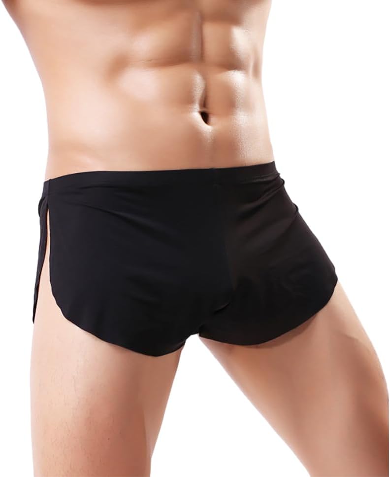 Swbreety Men's Ice Silk Boxer Briefs Shorts Split Side Trunks Underpants