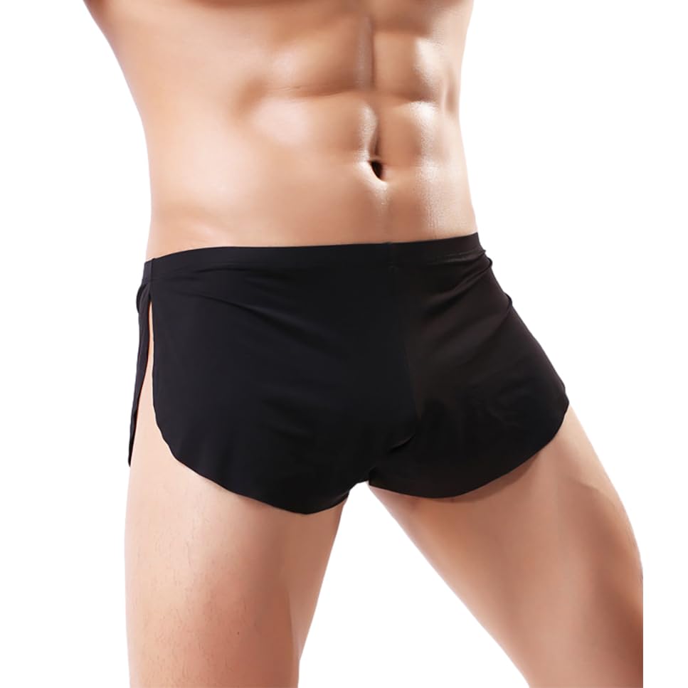 Swbreety Men's Ice Silk Boxer Briefs Shorts Split Side Trunks Underpants