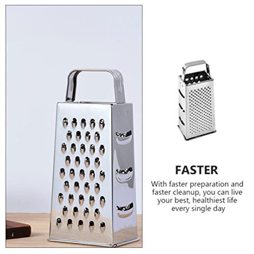 Hemoton Stainless Steel Box Grater 4 Sided Cheese Grater Vegetables Slicer Fruit Shredder Zester With Grip Handle Kitchen Gadgets For Potato Ginger Food 8 Inch #TOP3
