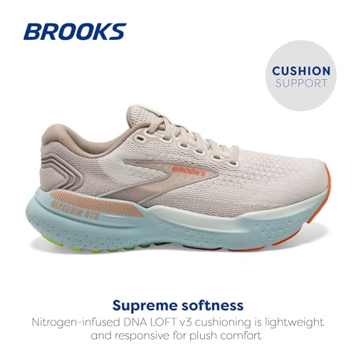Brooks Women’s Glycerin GTS 21 Supportive Running Shoe - Coconut/Aqua/Autumn Sunset - 7 Medium