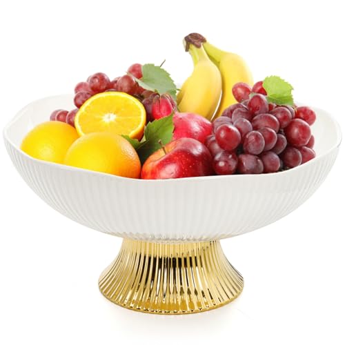 ZAVOOS Ceramic Fruit Bowl, 10 Inch Decorative Pedestal Bowl with