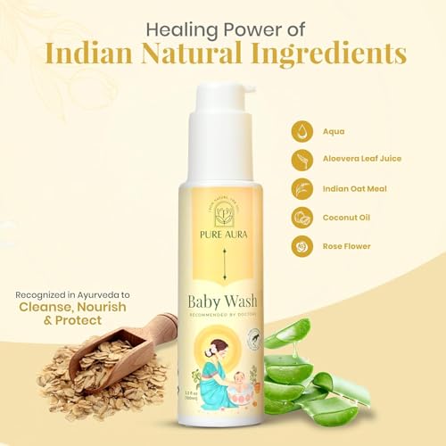 Image of Pure Aura Clean Baby Kit | Tear-Free Baby Shampoo & Gentle Body Wash | Ayurvedic Daily Cleansing for Hair & Skin | Mild, Safe & Natural Formula for Newborns, Infants & Toddlers | Sulfate-Free Care