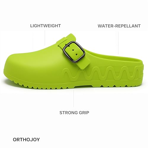 Image of ORTHO JOY Orthopedic Arch Support Clogs for Women - Comfort Slip-On Toe Post Slides with Adjustable Strap & Cushion Sole
