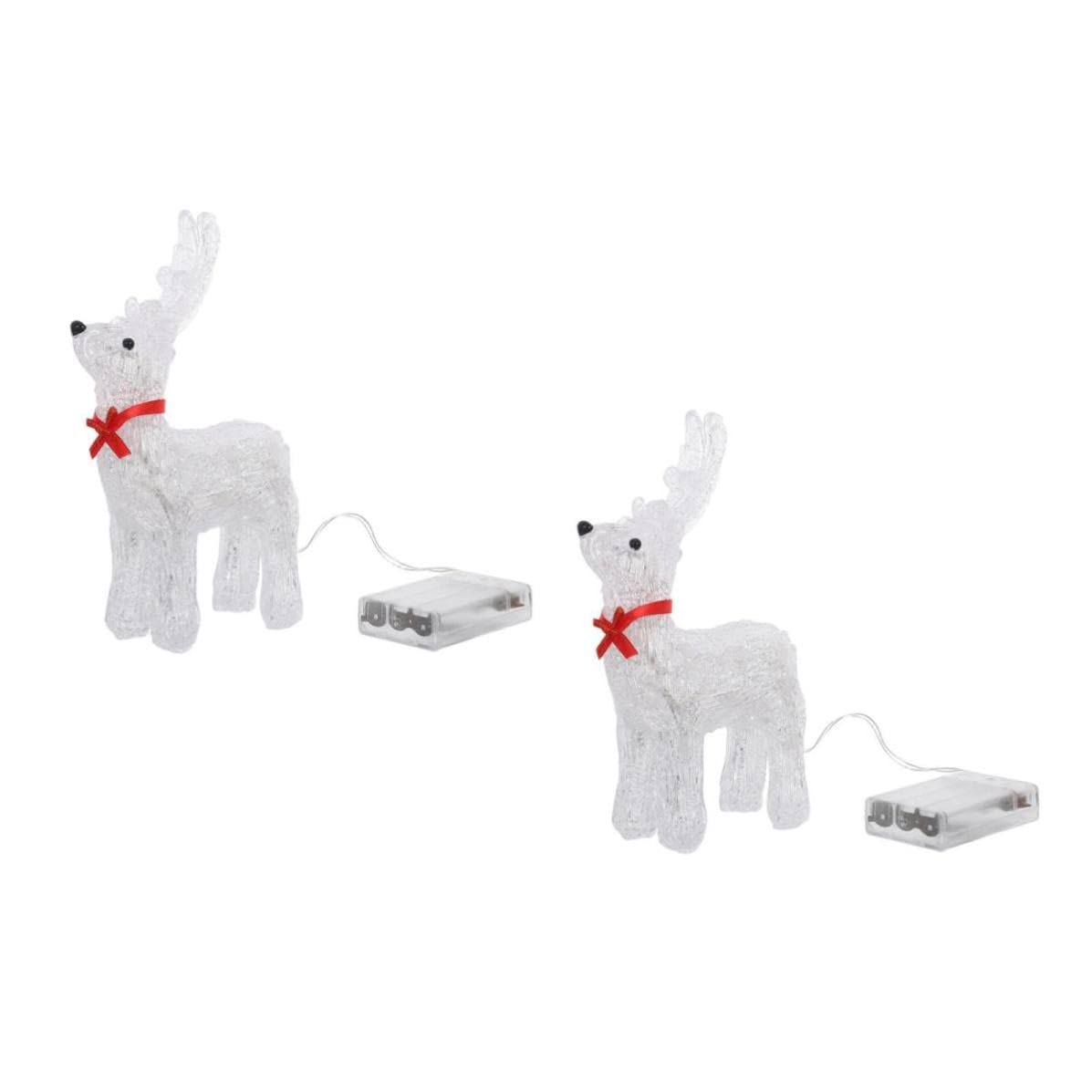 NUOBESTY 2 Stück Weihnachts Rentierfigur LED Beleuchtet Weiß Kunststoff