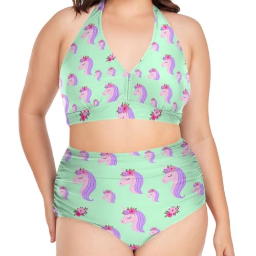 Maillot de bain deux pièces pour femme Curvy grand confort en polyester extensible bleu