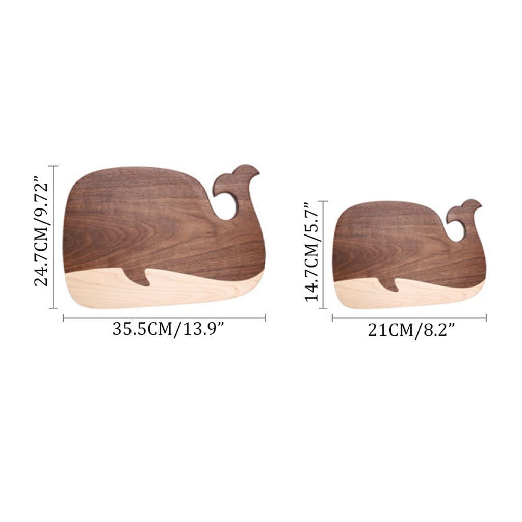 Tagliere in Noce Nero Loverly Whale Style Solid Wood Splicing Pane Piatto complementare per Alimenti per Tagliare Carne e Frutta(210x147x20mm)