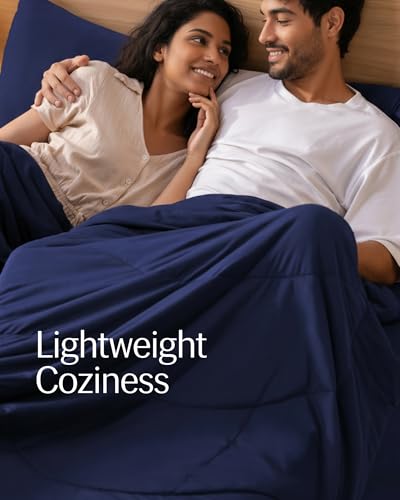Image of REST Evercool Cooling Comforter, King /Cali King, Blanket for Hot Sleepers, All Season Bedding to Keep Cool for Night Sweats, Breathable Lightweight Duvet, 106x90 Inches, Midnight Blue