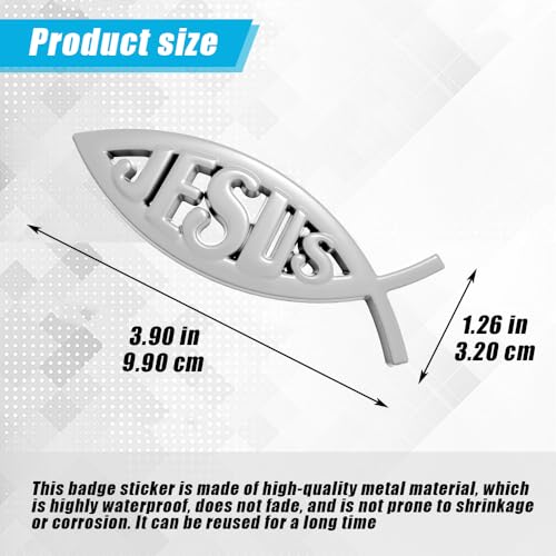 Image of Christian Cross Fish Auto Emblem, Jesus Fish Car Emblem, Weatherproof Christian Symbol Ichthus Cross Decal, Chrome Sliver Badge Bumper Stickers Car Accessories for Most Vehicles (Jesus-Sliver)