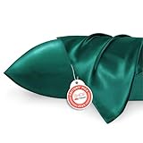 Bedsure Satin Pillowcase for Hair and Skin, 2-Pack - Queen Size (20x30 inches) Pillow Cases - Satin Pillow Covers with Envelope Closure, Dark Green