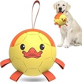 QDAN Dog Toys Soccer Ball with Straps, Interactive Dogs Toys for Tug of War, Puppy Birthday Gifts, Dogs Tug Toy, Dog Water Toy, Durable Dog Balls for Medium & Large Dog - Duck(8 Inch)