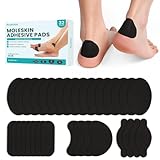 Moleskin Blister Tape Pads for Feet - Promifun 32ct of 4 Shapes Blisters Bandages for Foot, Toe, Heel,Finger - Mole Skin Patch Stickers for Shoe, Callus, Bunion Prevention & Recovery - Black