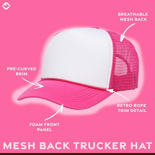 Image of Funky Junque Foam Trucker Hat, Trucker Hats for Women & Men - Blank Adjustable Snapback Mesh Back Baseball Cap