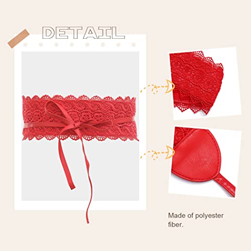 Asooll Red Vintage Lace-up Wide Waist Belts Leather Obi Style Cinch Waspie Corset Waist Bands Party Club Prom Dress Waist Belts for Women4