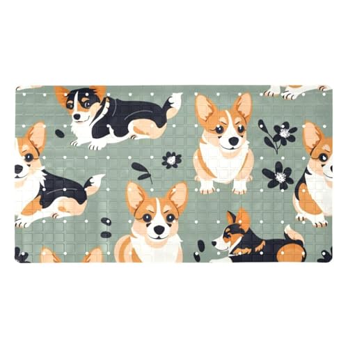 Tapis de bain corgi antidérapant séchage rapide tapis PVC extra long