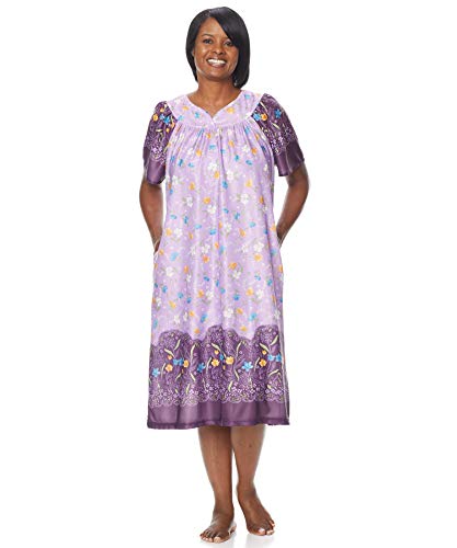 Image of AmeriMark Casual Women's Patio Muumuu House Dress Loose Comfortable Short Sleeve Sun Dress Lounger Gown Sleepwear for Ladies