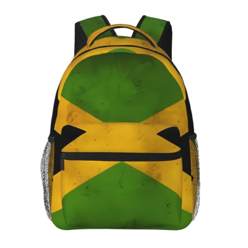 Mochila para fin de semana y senderismo ligero con estampado retro de la bandera de Jamaica