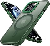 LUHOURI Enhanced Magnetic for iPhone 12 Case,iPhone 12 Pro Case with Screen Protector - Wireless Charging Compatible, Military-Grade Drop Tested, Slim Fit Shockproof Matte Cover - Pine Green