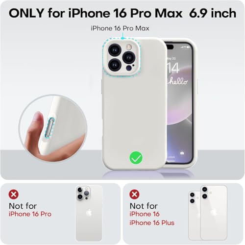 Image of DIZORO Compatible for iPhone 16 Pro Max Camera Protection Case 6.9, Slim Liquid Silicone 3 Layers Full Covered Soft Gel Rubber Phone Case Protective Cover 6.9 Inch - (Natural Titanium)