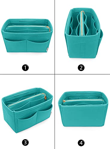 LEXSION Felt Purse Bag Organizer Insert with zipper Bag Tote Shaper Fit Speedy Neverful PM MM 8021 Lake blue L - Thumbnail 3