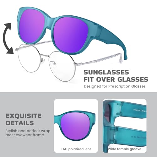 Image of Xfeel Polarized Over Glasses Sunglasses for Women Fitover Sun Glasses | Sunglasses that Fit Over Glasses, UV400 Protection, Outdoor Driving Shades, Over Reading /Prescription Glasses Sunglasses