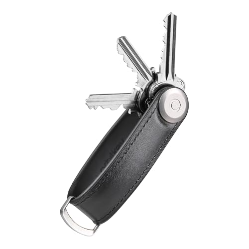 Orbitkey Schlüssel-Organizer aus Hybrid-Leder, hochwertiges Nappaleder und TPU, Edelstahl-Schließmechanismus, schlankes und leises Profil, Schwarz, Einheitsgröße