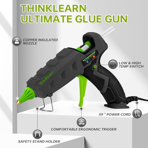 ThinkLearn 60/100W Dual Power Hot Glue Gun Kit with 15 Glue Sticks (7/16"), Heavy Duty Large Glue Gun for Crafts, DIY, Home Repairs - Gray - Image 3