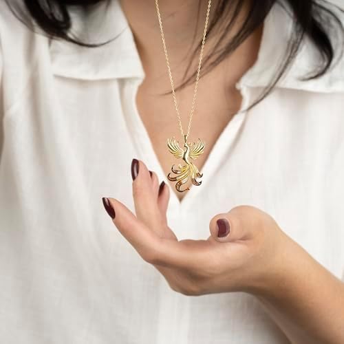 Kayra Mücevher Kraliçe Anka Kuşu Kolye - 14 Ayar Altın, 925 Ayar Gümüş, Altın Kaplama (Turuncu Gümüş) - Görsel 4