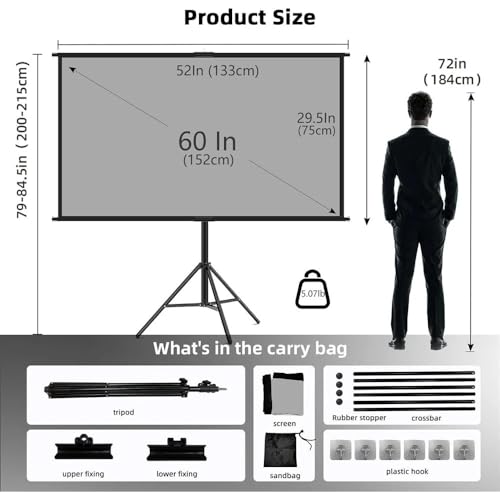 Pantalla manual proyector 60 pulgadas con soporte gris miniatura 2