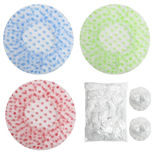 Orejeras Impermeables, Gorro Ducha Mujer, 100 PCS Desechables Orejeras de Ducha Impermeables, 3 Piezas Elástico Reutilizables Impermeable Gorro de Baño, para Ducha, Lavado de Cabello, Spa Hotel
