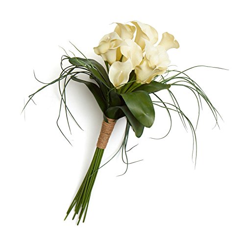 Vinyl Ivory Calla Lily and Grass Bouquet with Jute Wrapping