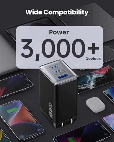 Image of 150W USB C Charger Block,GaN III Compact Foldable Wall Charger 3 Port Fast Charging Station,PD QC PPS Portable USB C Hub 100W Laptop Adapter for MacBook Pro /Air,iPad,iPhone 17 /Pro,Galaxy S24,Dell etc