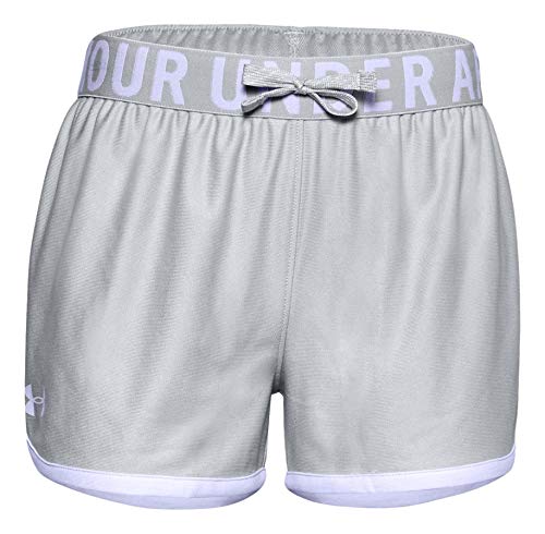 Under Armour Girls' Play Up Solid Workout Gym Shorts (Gray/Purple, Medium)