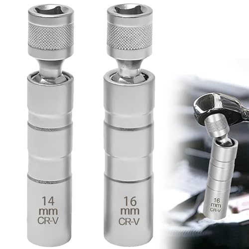 Frypay Jeu de clés à bougie d'allumage universelles, 14 mm et 16 mm, magnétique, longueur 97 mm, 12 dents, entraînement 3/8