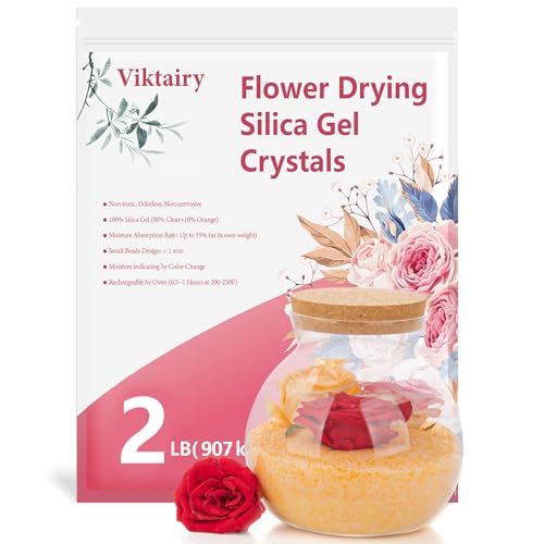 2LBS Silica Gel Flower Drying Crystals, with Brush and User Manual