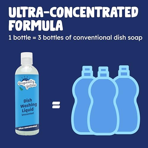 Image of Originally Yellow USA Made Lemon Dish Soap | Hypoallergenic Dish Wash | Bulk 3 Pack (Unscented Old)