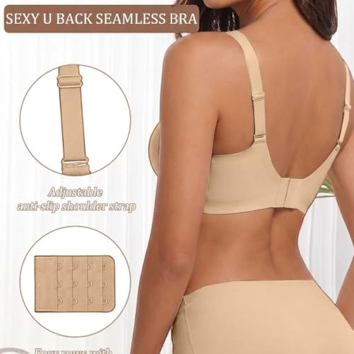 Wireless Bra Beige S V Neck Back Smoothing Comfortable Bras - image 3