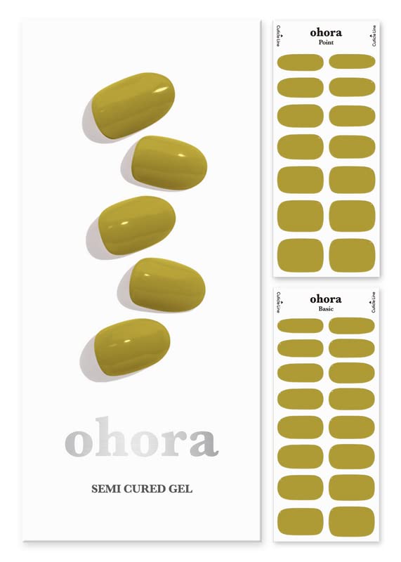 ohora Semi Cured Gel Nail Strips (N Olive) - Works with Any Nail Lamps, Salon-Quality, Long Lasting, Easy to Apply & Remove - Includes 2 Prep Pads, Nail File & Wooden Stick…