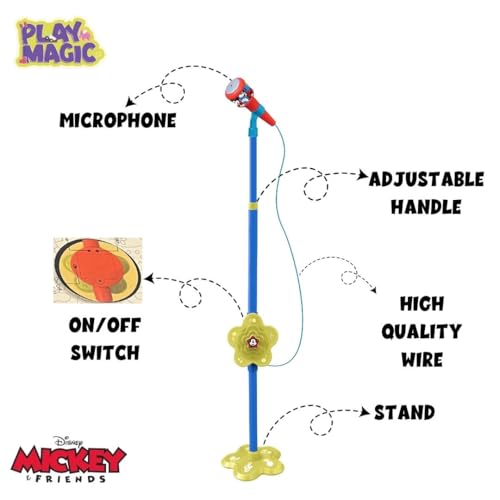 Image of PlayMagic Kids Microphone With Adjustable Stand MP3 | Karaoke Machine Music Toys | Singing Machine With Stand | Adjustable Height (106 cm) | Gift for Boys and Girls-Mickey