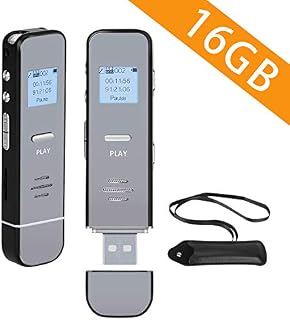 Digital Voice Recorder,ZHKUVE 16GB Voice Activated Recorder,Portable Audio Sound Recorder with MP3 Player