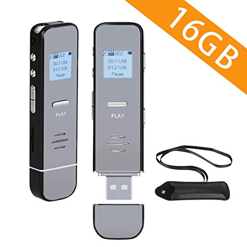 Digital Voice Recorder,ZHKUVE 16GB Voice Activated Recorder,Portable Audio Sound Recorder with MP3 Player