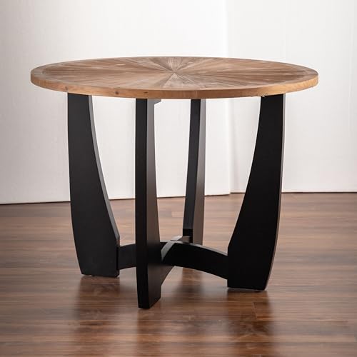 JUSTONE 39.37\" Vintage Round Dining Table with Scattering Pattern Splicing Table Top, for Office, Dining Room and Living Room
