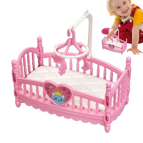 Casa de muñecas Muebles de dormitorio - Cuna pequeña | Accesorios de juego de dibujos animados para habitación de los niños, decoración familiar, sala de juegos, fotografía