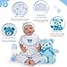 BABESIDE 9 Pcs Reborn Baby Doll Clothes Set for 17-22 Inch Dolls, Reborn Baby Dolls Accessories Doll Bassinet with Bottle Pacifier and Bear Toy for Realistic Newborn Babydolls, Blue
