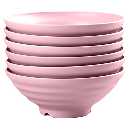 Image of Wheat Straw Salad Bowls Set (900ml) - Large Microwave Safe, Unbreakable & Stackable Bowls for Salad, Pasta, Soup, Ramen - BPA-Free, Eco-Friendly, Lightweight Serving Bowls for Kitchen (6, Pink)