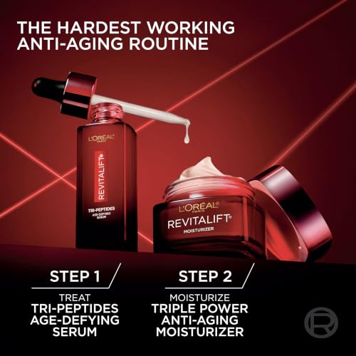 L'Oreal Paris Revitalift Triple Power Face Serum with Tri-Peptides, Hyaluronic Acid and Vitamin C, Anti Aging, Anti Wrinkle Serum to Firm and Brighten, 1 FL oz, + Sample - image 6