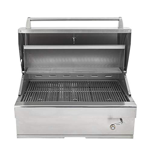 Turbo Charcoal 32 Inch Built-In Stainless Steel BBQ Grill with Charcoal Tray - Image 5