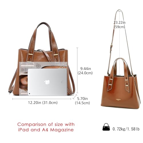 Image of LAORENTOU Women Crossbody Handbags Genuine Leather Satchel Handbags for Women Top-handle Shoulder Tote Purses
